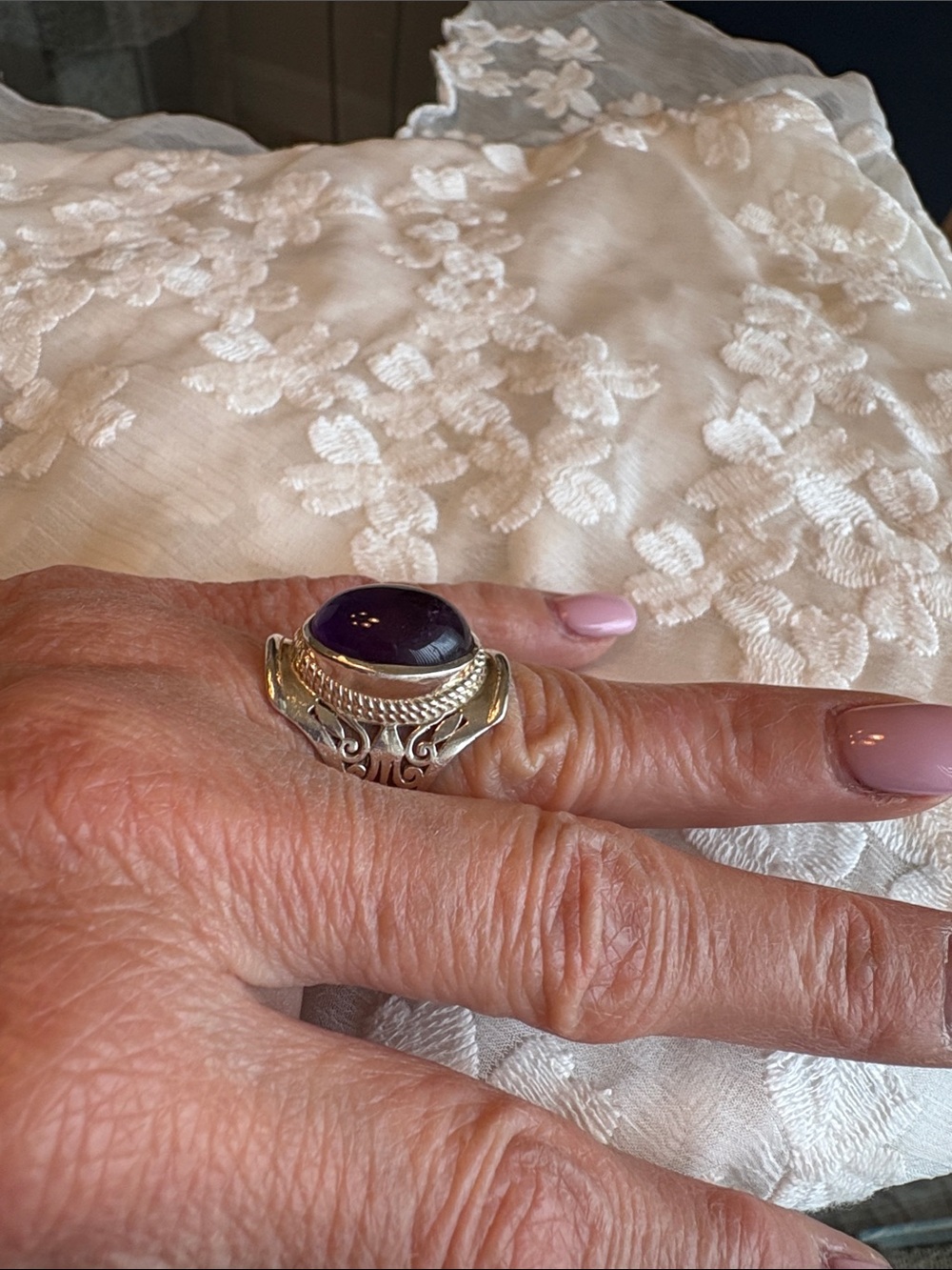 SILPADA amethyst cabochon and .925 Sterling Silver statement ring. - Picture 6 of 6